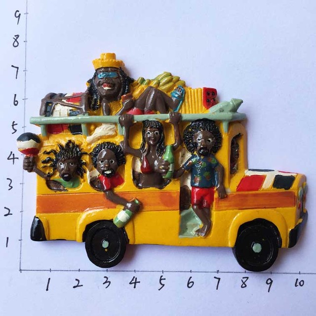 Lodówka magnes pamiątkowy z Dominikany – autobus, karnawał, Punta Cana, plaża, kapelusz słomkowy, ocean, rzemiosło, dekoracja domu - Wianko - 2