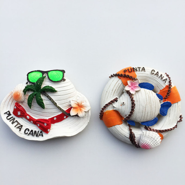 Lodówka magnes pamiątkowy z Dominikany – autobus, karnawał, Punta Cana, plaża, kapelusz słomkowy, ocean, rzemiosło, dekoracja domu - Wianko - 7