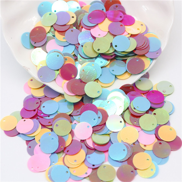 Duże okrągłe cekiny Paillettes 10/15/20/25mm - 10g, PVC, otwór boczny - krawiectwo DIY Scrapbooking wisiorek - Wianko - 7