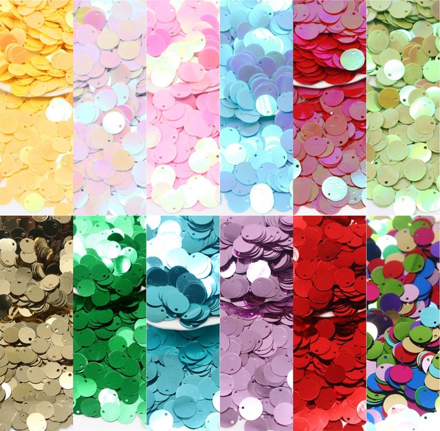 Duże okrągłe cekiny Paillettes 10/15/20/25mm - 10g, PVC, otwór boczny - krawiectwo DIY Scrapbooking wisiorek - Wianko - 1