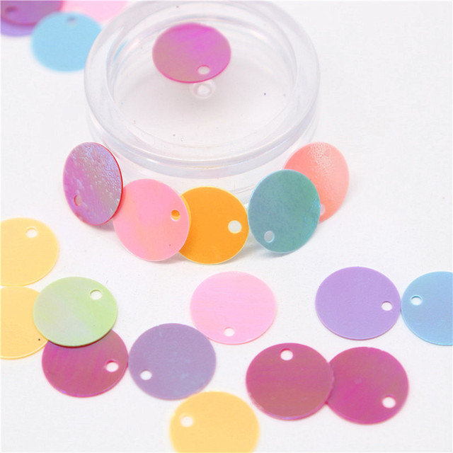 Duże okrągłe cekiny Paillettes 10/15/20/25mm - 10g, PVC, otwór boczny - krawiectwo DIY Scrapbooking wisiorek - Wianko - 3