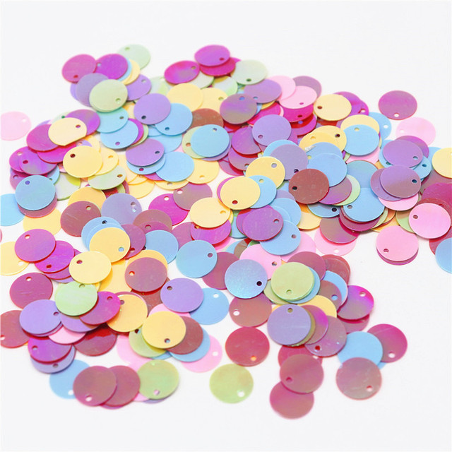 Duże okrągłe cekiny Paillettes 10/15/20/25mm - 10g, PVC, otwór boczny - krawiectwo DIY Scrapbooking wisiorek - Wianko - 2