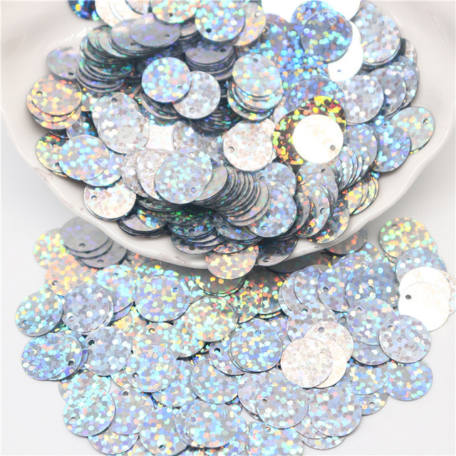 Duże okrągłe cekiny Paillettes 10/15/20/25mm - 10g, PVC, otwór boczny - krawiectwo DIY Scrapbooking wisiorek - Wianko - 10