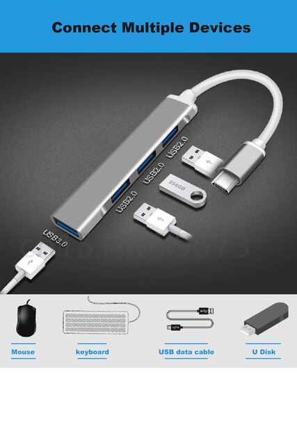 USB C HUB 3.0 typ C 3.1 4 Port Multi Splitter Adapter rozszerzenia stacji dokującej - dla Lenovo Xiaomi Macbook PC komputer - Wianko - 10