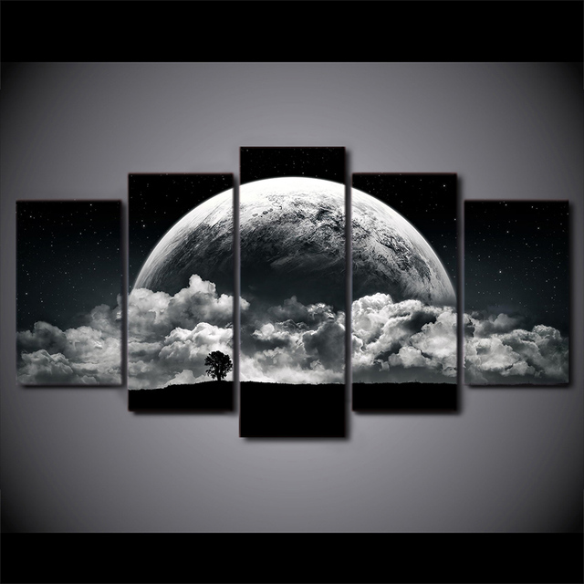 Obrazy dekoracyjne 5 Panel krajobraz planety do nowoczesnego wystroju wnętrza. Wydrukowane na wysokiej jakości materiale - Wianko - 2