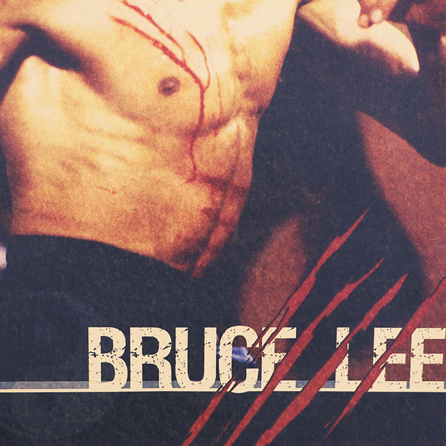 Plakat filmowy Bruce Lee Kung Fu Retro Art Vintage - Naklejka ścienno-dekoracyjna 51X36cm - Wianko - 5