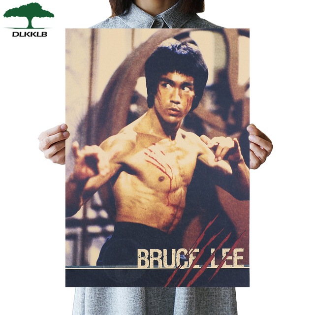 Plakat filmowy Bruce Lee Kung Fu Retro Art Vintage - Naklejka ścienno-dekoracyjna 51X36cm - Wianko - 8