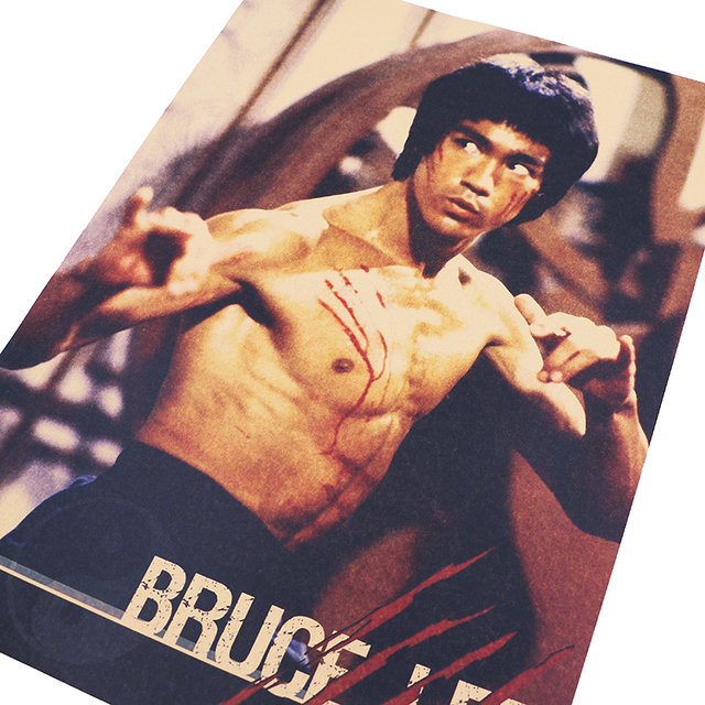 Plakat filmowy Bruce Lee Kung Fu Retro Art Vintage - Naklejka ścienno-dekoracyjna 51X36cm - Wianko - 3