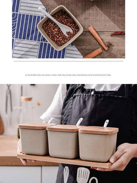 Retro ceramiczny słoik na przyprawy z łyżeczką, pojemnik na sól, Msg i pieprz z drewnianą tacą - Wianko - 28