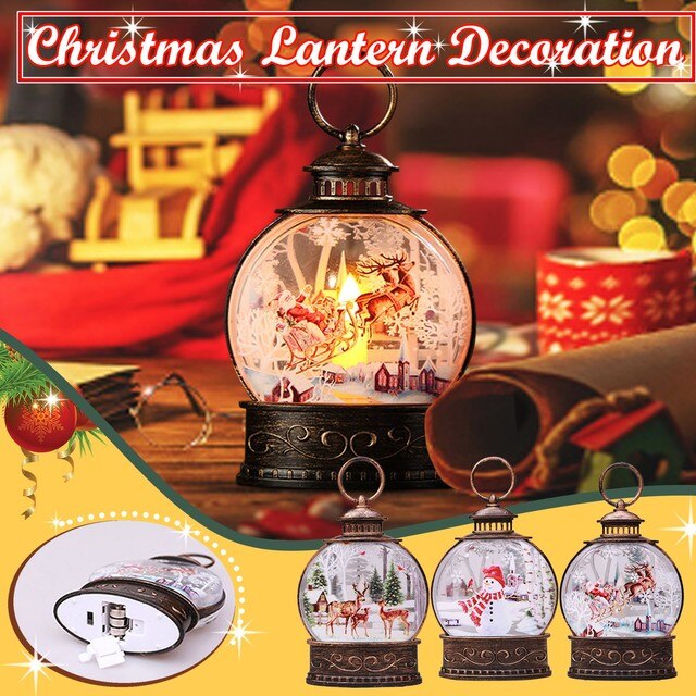 Mini Vintage lampion na zewnątrz z oświetleniem LED i świeca bożonarodzeniowa, idealny na świąteczne dekoracje stołowe - Natal 2022 - Wianko - 1