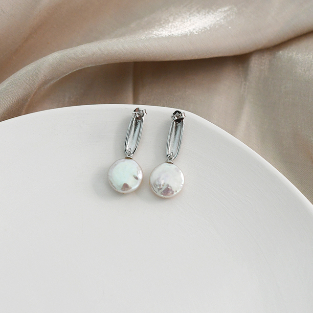 Wiszące kolczyki z naturalną perłą słodkowodną, wykonane z 925 srebra, biżuteria dla kobiet o koreańskim temperamentu - ASHIQI - Wianko - 3