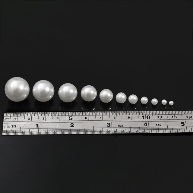 Koraliki dystansowe z ABS, 2-18mm, białe/kość słoniowa, okrągłe, luzem, imitujące perły, 10-1000 szt - Wianko - 6
