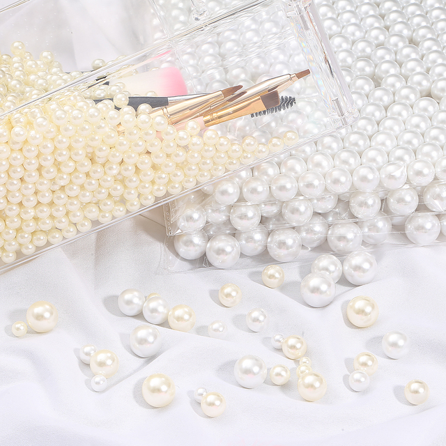 Koraliki dystansowe z ABS, 2-18mm, białe/kość słoniowa, okrągłe, luzem, imitujące perły, 10-1000 szt - Wianko - 2