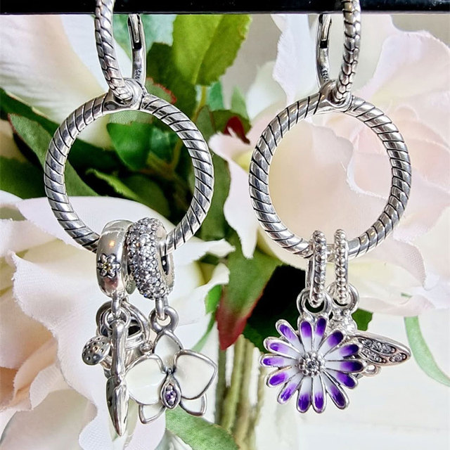 Kolczyki kółka 925 Sterling Silver Pendiente Hoop dla kobiet z elementami DIY Charms - Wianko - 3