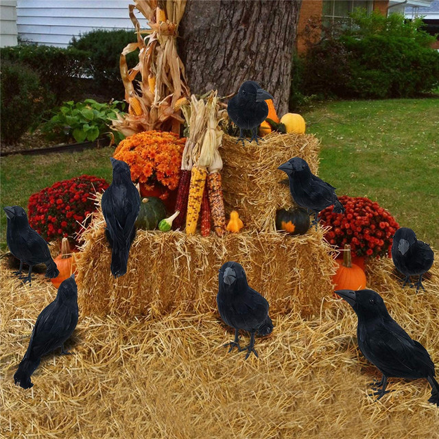 Czarny ptak Raven - Szczegółowa dekoracja na Halloween i specjalne okazje - Wianko - 4