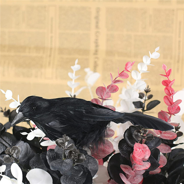 Czarny ptak Raven - Szczegółowa dekoracja na Halloween i specjalne okazje - Wianko - 1