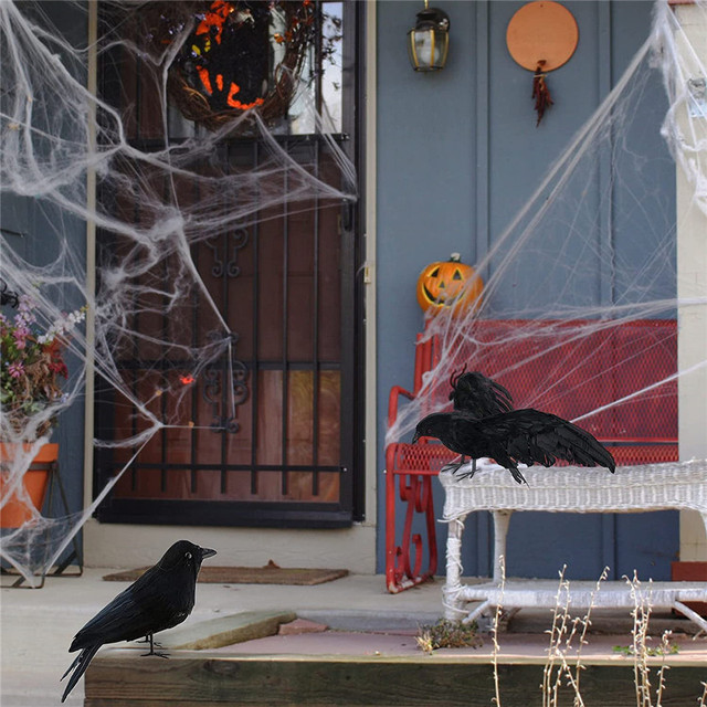 Czarny ptak Raven - Szczegółowa dekoracja na Halloween i specjalne okazje - Wianko - 2