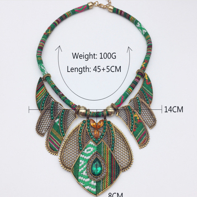 Duży choker w stylu vintage z wisiorkiem i naszyjnikiem boho, etniczna biżuteria tribal w kolorze pomarańczowym - Wianko - 8