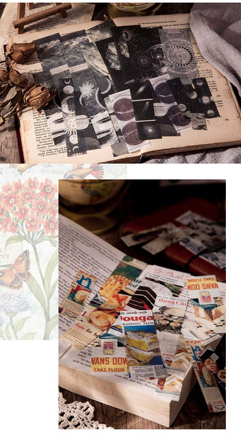 Naklejki Vintage z mapą gazetową i kwiatami do scrapbookingu - Wianko - 3