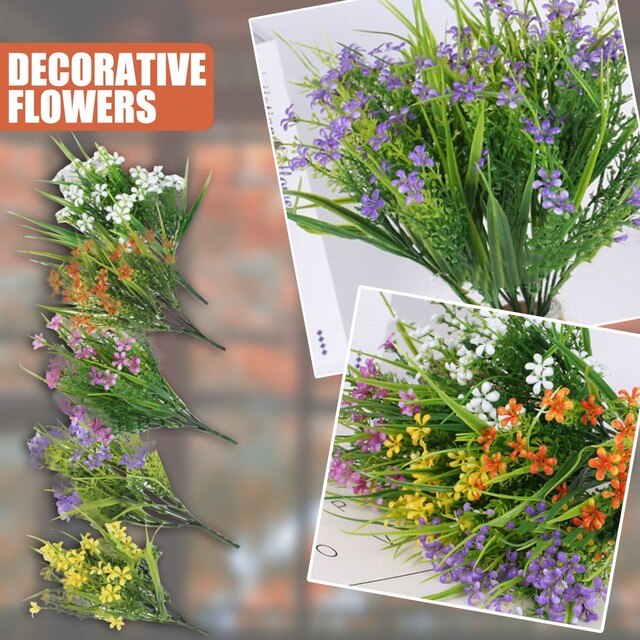 Sztuczne rośliny kwiatowe z plastiku - 2 wiązki, 32cm, zielone krzewy, dekoracje na wiosnę - Wianko - 1
