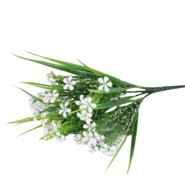 Sztuczne rośliny kwiatowe z plastiku - 2 wiązki, 32cm, zielone krzewy, dekoracje na wiosnę - Wianko - 3