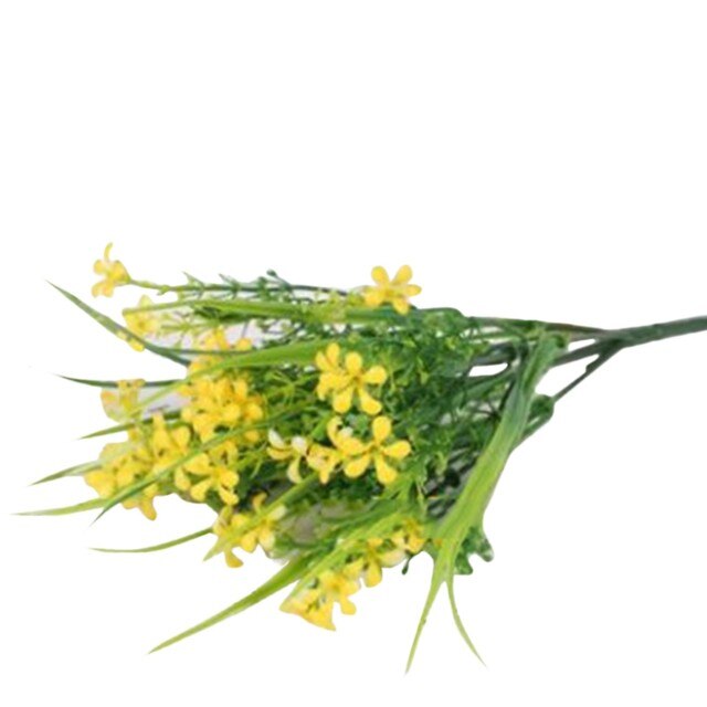 Sztuczne rośliny kwiatowe z plastiku - 2 wiązki, 32cm, zielone krzewy, dekoracje na wiosnę - Wianko - 6