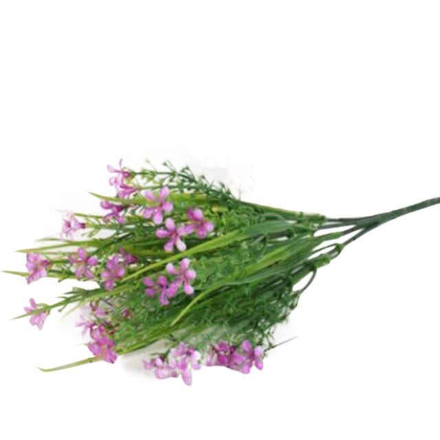 Sztuczne rośliny kwiatowe z plastiku - 2 wiązki, 32cm, zielone krzewy, dekoracje na wiosnę - Wianko - 4