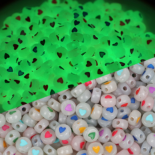 100 szt. 7mm koraliki akrylowe świecące, lśniące, w kształcie serca, do tworzenia biżuterii DIY - Wianko - 6