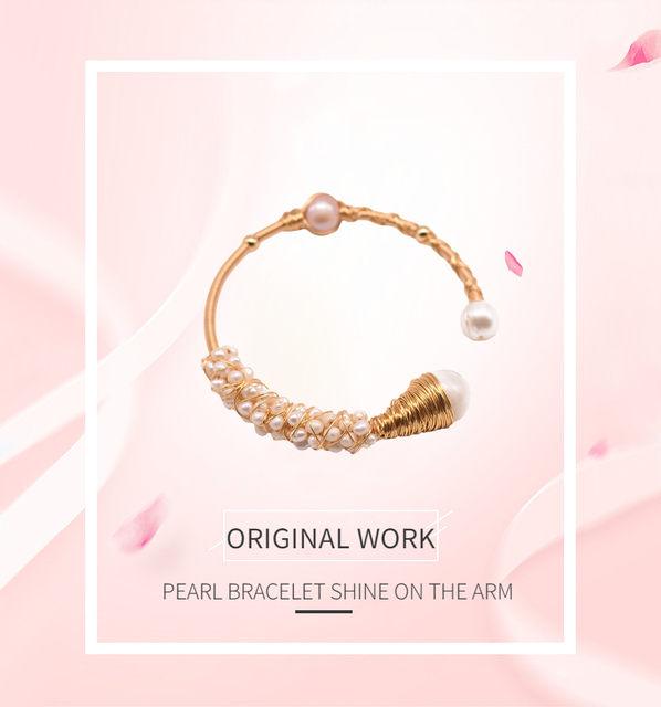 Bransoletka z oryginalną konstrukcją i naturalną perłą słodkowodną dla kobiet na ślub, prezent urodzinowy, biżuteria luksusowa - Wianko - 1