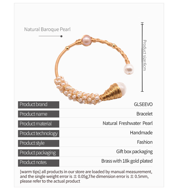 Bransoletka z oryginalną konstrukcją i naturalną perłą słodkowodną dla kobiet na ślub, prezent urodzinowy, biżuteria luksusowa - Wianko - 4