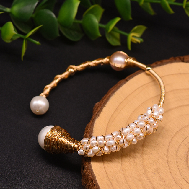 Bransoletka z oryginalną konstrukcją i naturalną perłą słodkowodną dla kobiet na ślub, prezent urodzinowy, biżuteria luksusowa - Wianko - 5