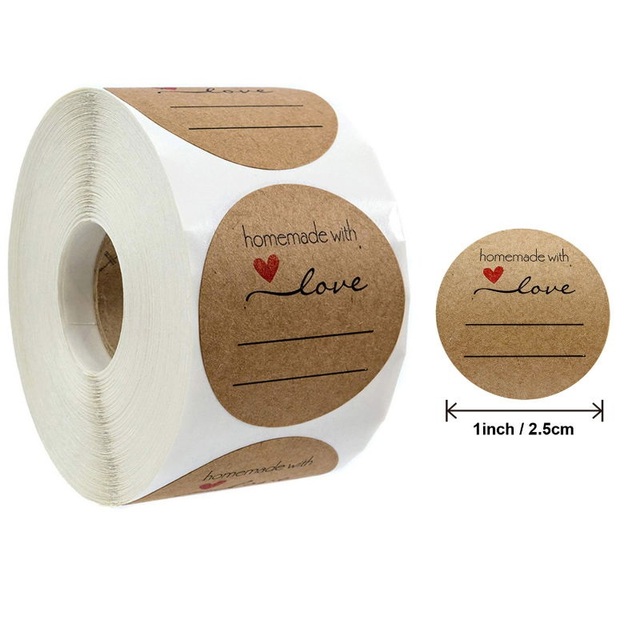 100/500 szt. ręcznie robione naklejki Scrapbooking Dziękuję naturalne Kraft – samoprzylepne etykiety papierowe - Wianko - 3
