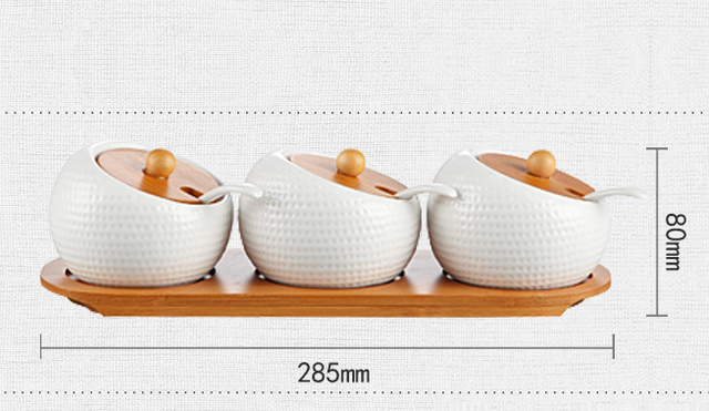 Ceramiczny słoik na przyprawy gospodarstwo domowe z drewnianą łyżeczką - Wianko - 1