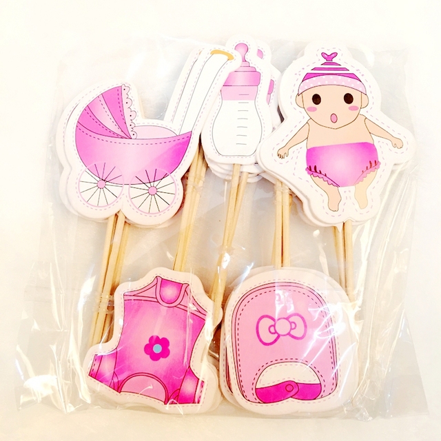 24 sztuki topperów na cupcake z motywem dziewczyna Baby shower do dekoracji przyjęcia urodzinowego dla dzieci - zdobienia tortu - Wianko - 3