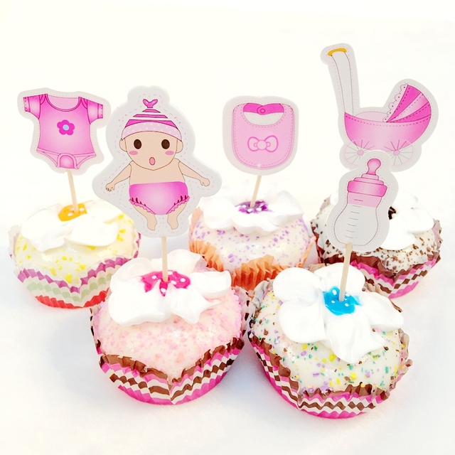 24 sztuki topperów na cupcake z motywem dziewczyna Baby shower do dekoracji przyjęcia urodzinowego dla dzieci - zdobienia tortu - Wianko - 2