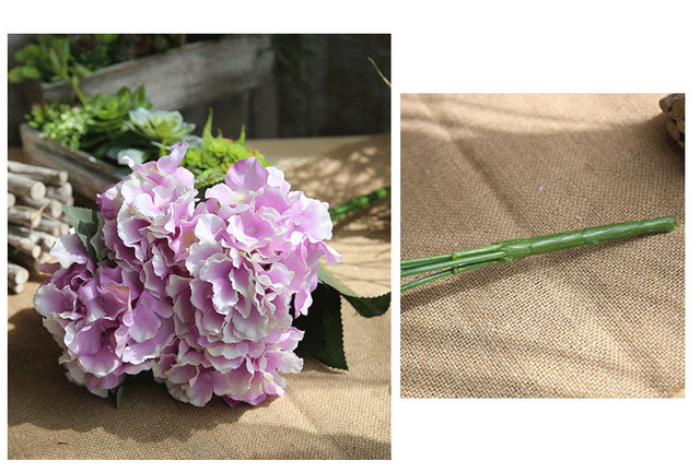 Sztuczny bukiet hortensji - urok pięciu kwiatów, wintage, jedwabne, dekoracja ślubna, wystrój domu (AFH2200) - Wianko - 5