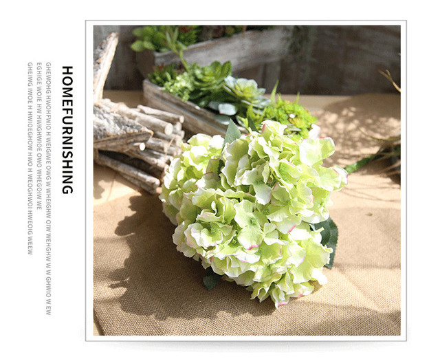 Sztuczny bukiet hortensji - urok pięciu kwiatów, wintage, jedwabne, dekoracja ślubna, wystrój domu (AFH2200) - Wianko - 3