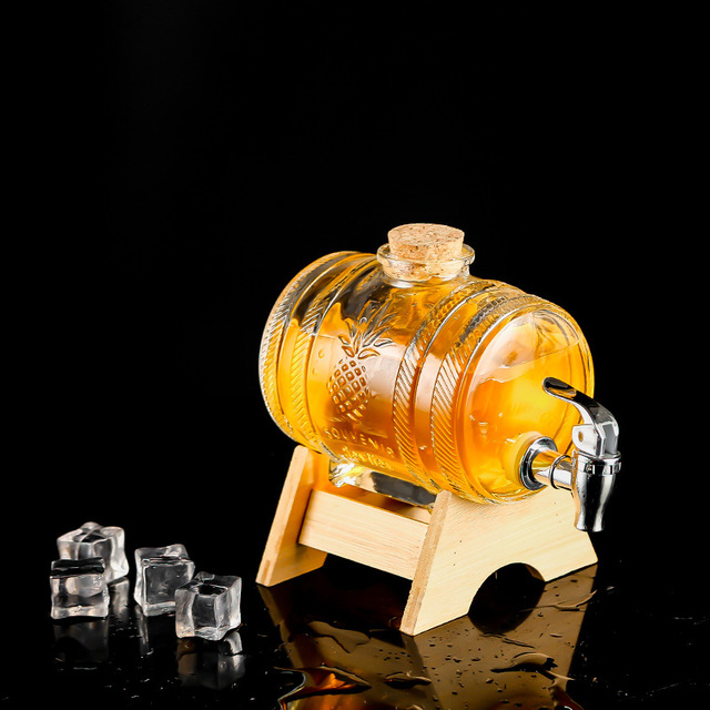DEOUNY Karafka Whisky Szklana Beczka Nautical Niedodawalający Ołowiu Dozownik Likieru Piwnego 1000ML dla Whisky, Bourbonu, Rumu i Brandy - Wianko - 2