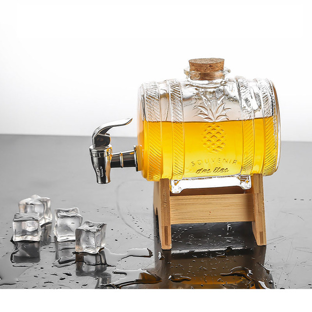 DEOUNY Karafka Whisky Szklana Beczka Nautical Niedodawalający Ołowiu Dozownik Likieru Piwnego 1000ML dla Whisky, Bourbonu, Rumu i Brandy - Wianko - 1