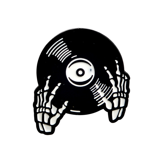 Broszka punkowa z emaliowanym motywem pin, dobre wibracje - dla miłośników muzyki punkowej, taśma DJ na gramofonie - biżuteria prezent dla przyjaciół - Wianko - 9