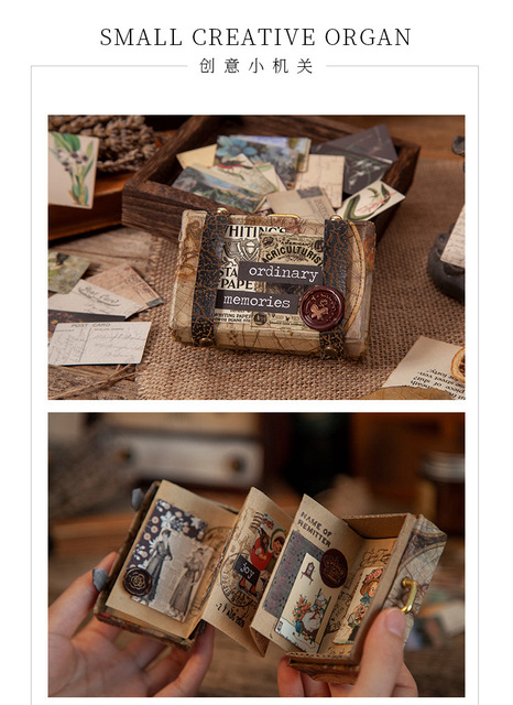 100 Mini kart Memo w stylu Vintage - Junk Journal, Planner, Scrapbooking - papier kraftowy, Retro kolaż - DIY - Wianko - 19
