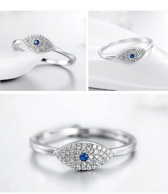 Pierścień Modian 925 srebro z cyrkoniami w kolorze niebieskim, ozdobiony szczęśliwym okiem - ekskluzywny, modny dodatek dla kobiet - Wianko - 5