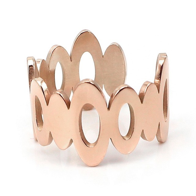 Pierścień ze stali nierdzewnej dla kobiet i mężczyzn o prostym wzornictwie, kolorach: srebrny, złoty i różowy złoty, w fali owalnym i okrągłym kształcie, z wytłoczonym motywem optycznym - Wianko - 16