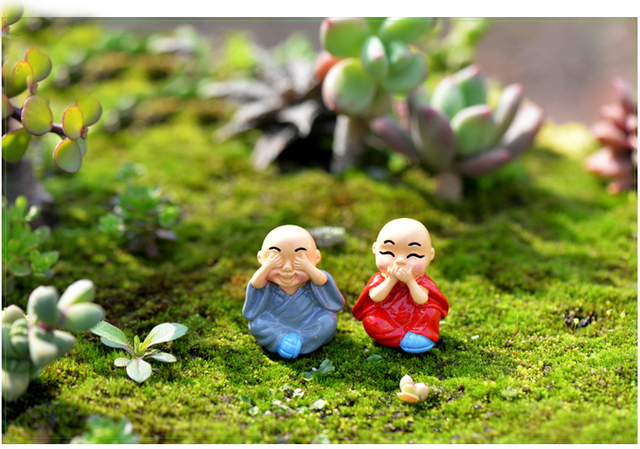 Figurki buddyjskich mnichów - zestaw 4 sztuk lalki Anime do ogrodu i terrarium, dekoracja krajobrazu, dekoracje domu - Wianko - 3