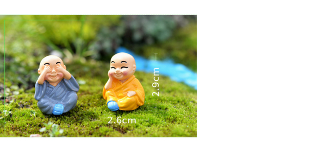 Figurki buddyjskich mnichów - zestaw 4 sztuk lalki Anime do ogrodu i terrarium, dekoracja krajobrazu, dekoracje domu - Wianko - 1