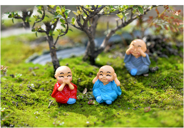 Figurki buddyjskich mnichów - zestaw 4 sztuk lalki Anime do ogrodu i terrarium, dekoracja krajobrazu, dekoracje domu - Wianko - 4