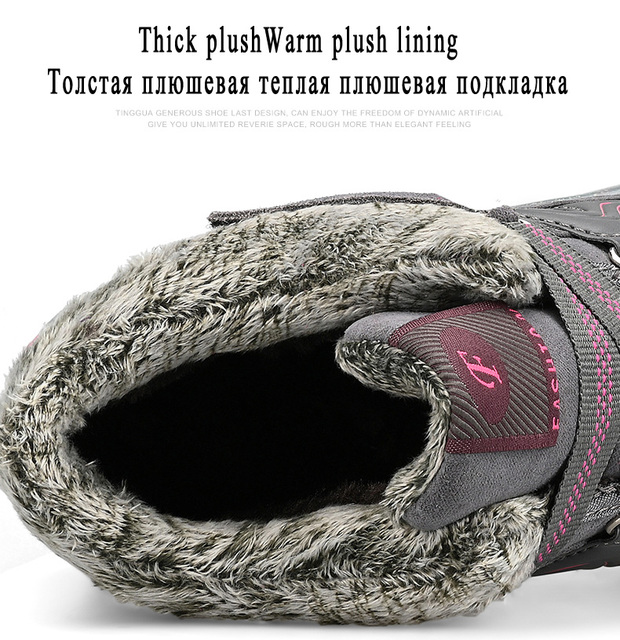 Damskie skórzane buty śniegowe na koturnie, zamszowe, ciepłe i wodoodporne - Wianko - 9