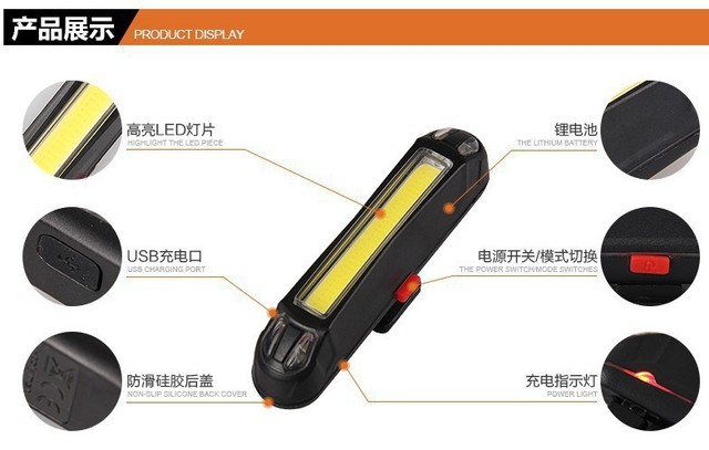 Lampa tylne rowerowa z ładowaniem USB, wodoodporna - LED - Wianko - 8