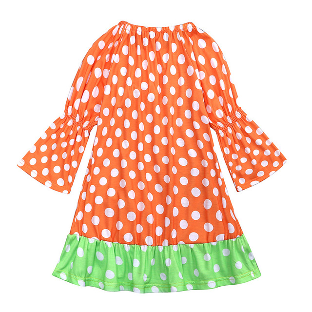 Sukienka dla dzieci dziewczynki w kropki z motywem dyni Halloween - Wianko - 12