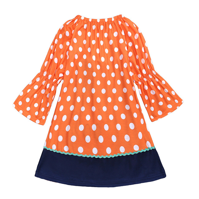Sukienka dla dzieci dziewczynki w kropki z motywem dyni Halloween - Wianko - 17